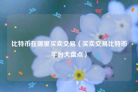 比特币在哪里买卖交易（买卖交易比特币平台大盘点）